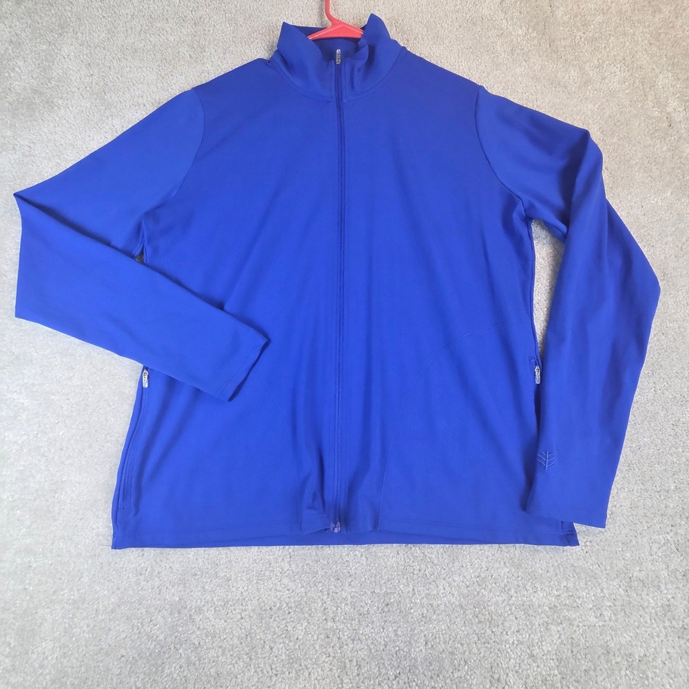 Coolibar Helani Water Jacket Blue UPF 50+ Sun Protection Zip Swim Top Womens L